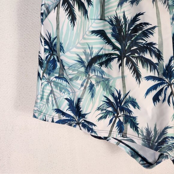 Rotita Navy Peacock Tropical Trees Print Surplice Poly Elastane Tankini Set Sz S - Picture 8 of 16